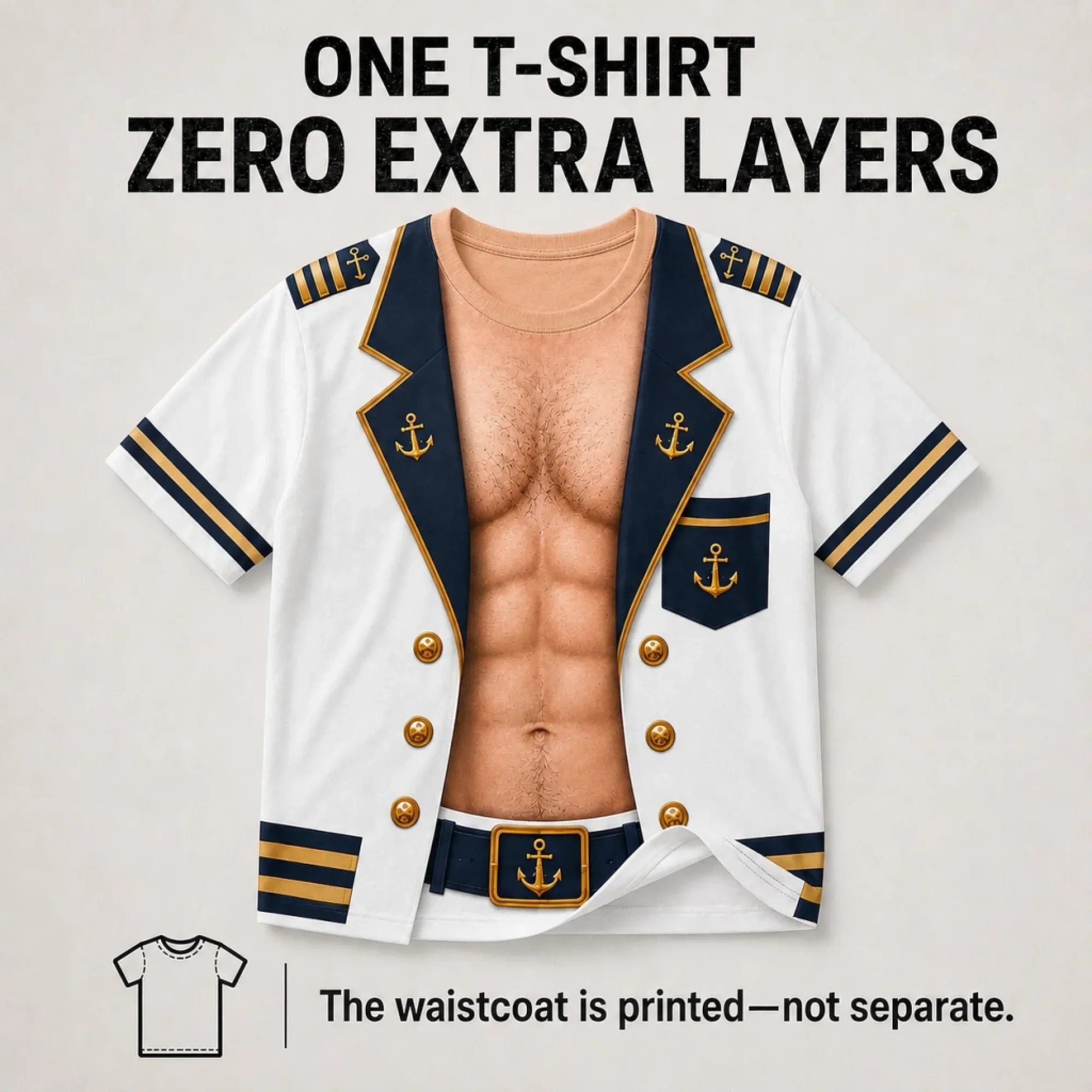 Captain Abs Funny T-shirt