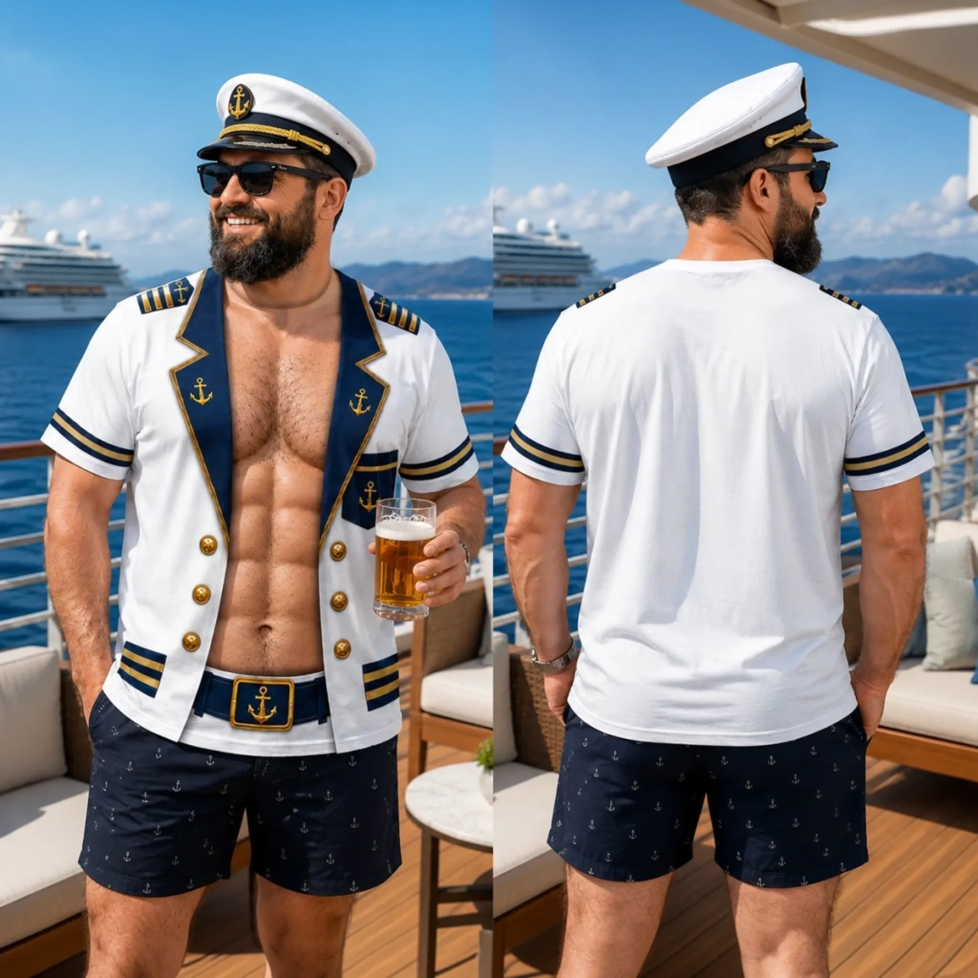 Captain Abs Funny T-shirt